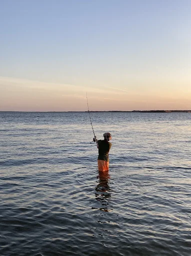 Sunset fishing uses surf fishing gear rental Charleston from Charleston Fishing Rentals.